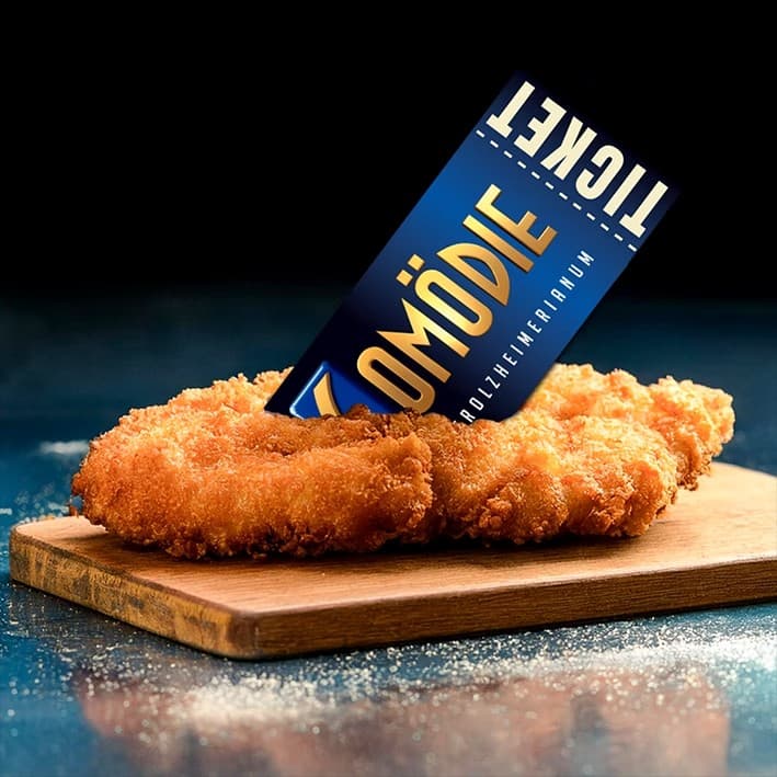 Schnitzel mit Comödie-Ticket — Lachmahl: Vorstellung und Essen im Brauhaus
